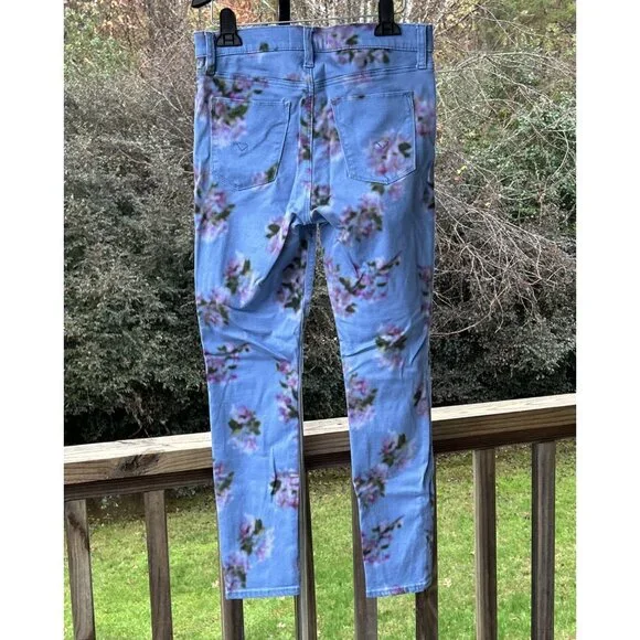 Hudson Barbara High Waist Skinny Ankle Jeans Pant Blue Blurred Floral USA Sz 28 - Picture 12 of 16
